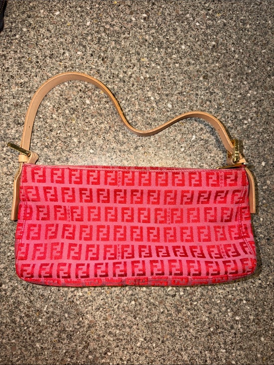 Fendi Handbags - Fendi Vintage Y2k Red FF Logo Canvas Shoulder Bag